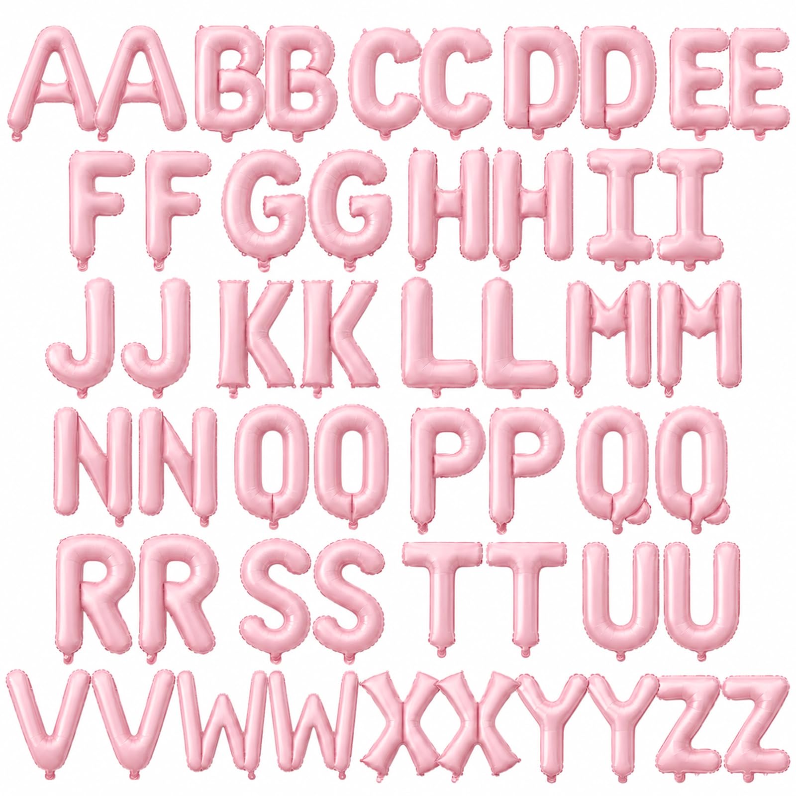 52 Pcs Pink Letter Balloons 16 Inch Mylar Foil Alphabet Letters 2 Sets A- Z Custom Phrase DIY Personalized Phrase Banner for Birthday New Year Graduations Wedding Anniversary Decorations