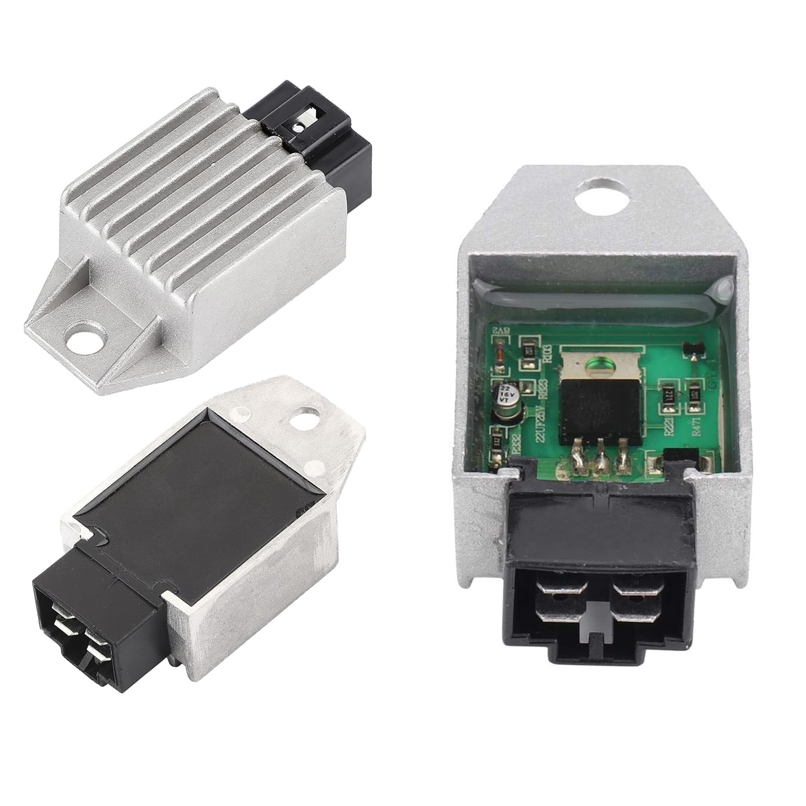 2 pezzi regolatore di tensione per moto, stabilizzatore da 12V a 4 pin, regolatore raddrizzatore, per scooter, ciclomotori, veicoli fuoristrada, go-kart, buggy con motore GY6 da 50cc a 150cc