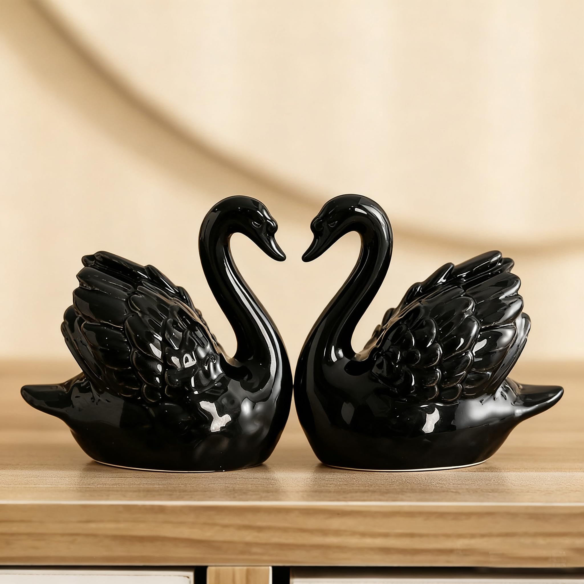 Amazon.com: Lifexquisiter 2PSC Ceramic Black Swan Figurines Decor