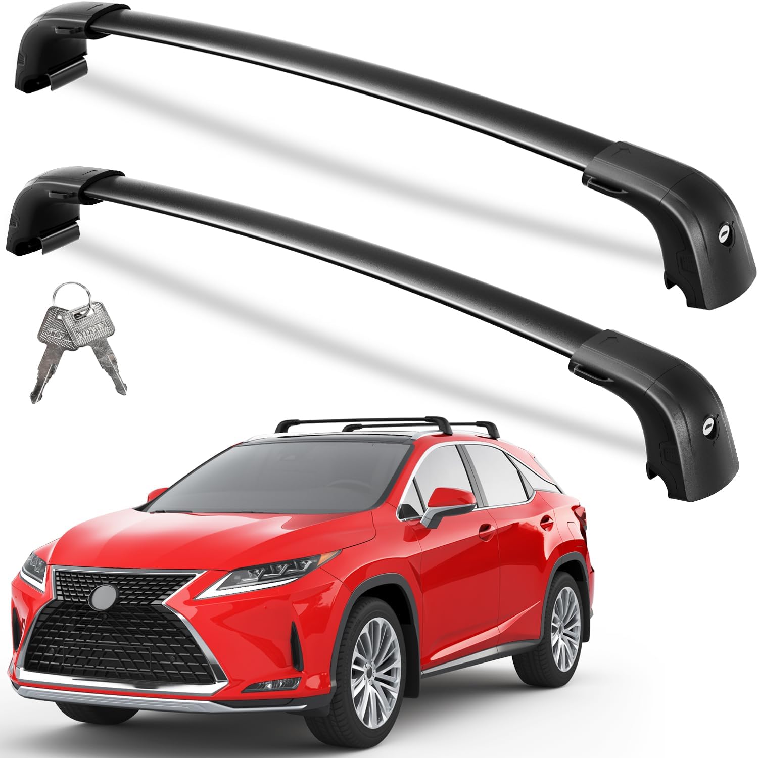 Lockable Roof Rack Cross Bars 220lbs Compatible with Lexus RX 2016-2022 RX350 RX350L RX450h RX450hL(with Flush Side Rails),Heavy Duty Aluminum Roof Rails Crossbars Black Rooftop Luggage
