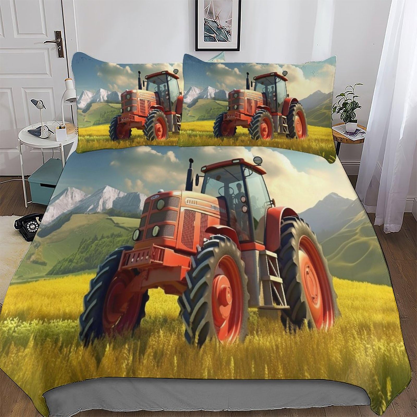 Parure de lit tracteur 220x240 idéale pour la décoration de chambre d'enfant