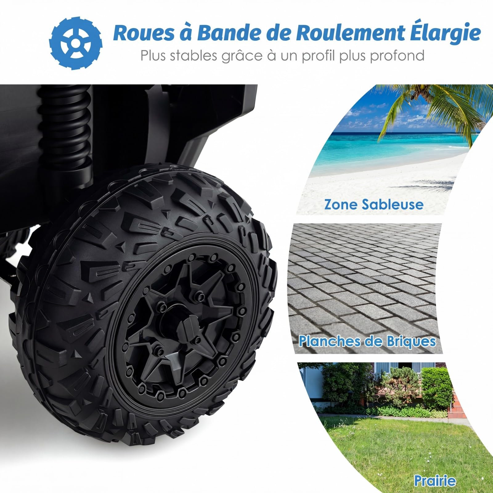 RELAX4LIFE Quad électrique Enfant 12 V, Voiture Électrique Enfants avec 2 Vitesses Réglables 2,2-4,3km/h, Lumières LED, Musique, ATV pour Enfant de 3-8 Ans, Noir (Noir)