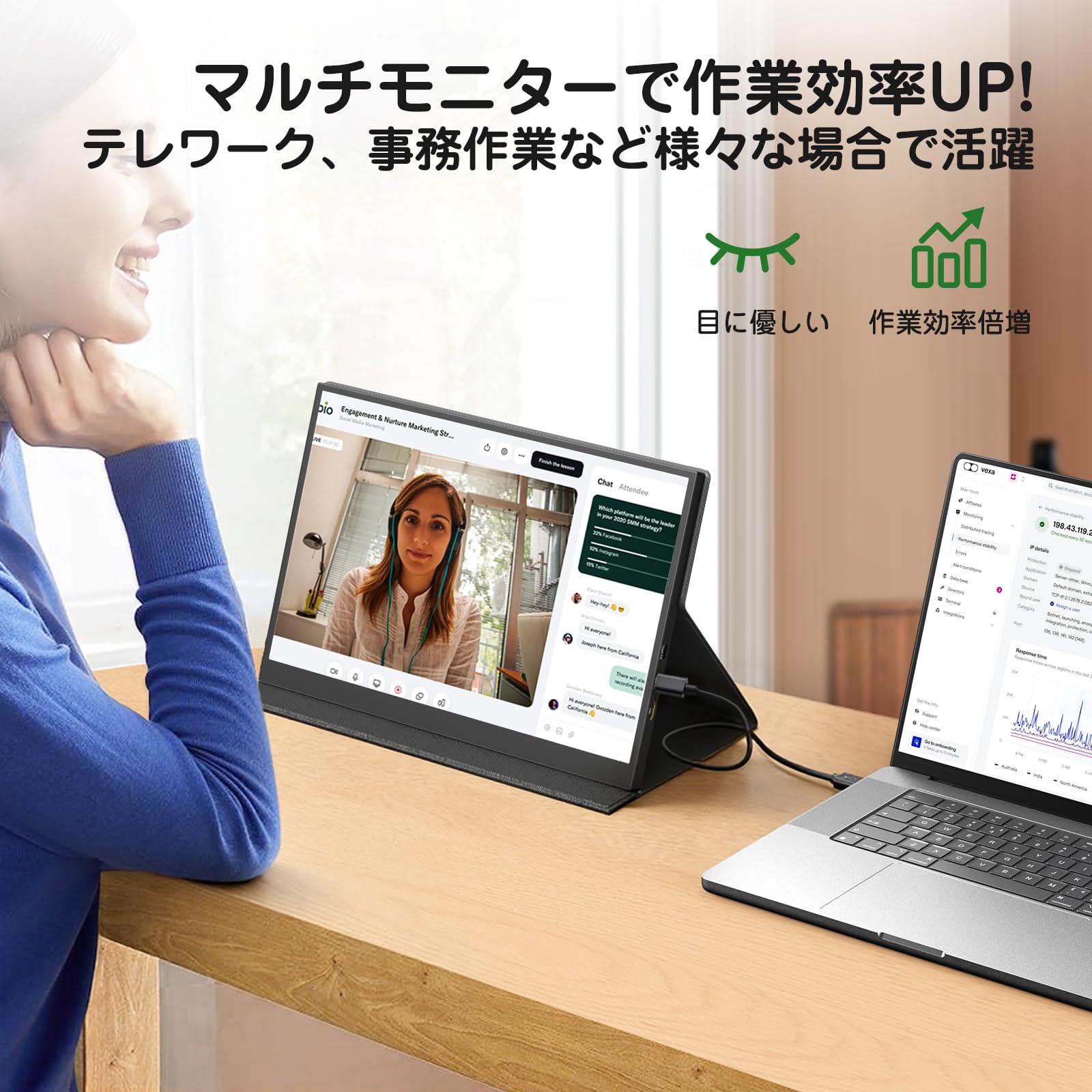 Amazon.co.jp: KEEPTIME モバイルモニター 13.5インチ 2.5K解像度 卓上