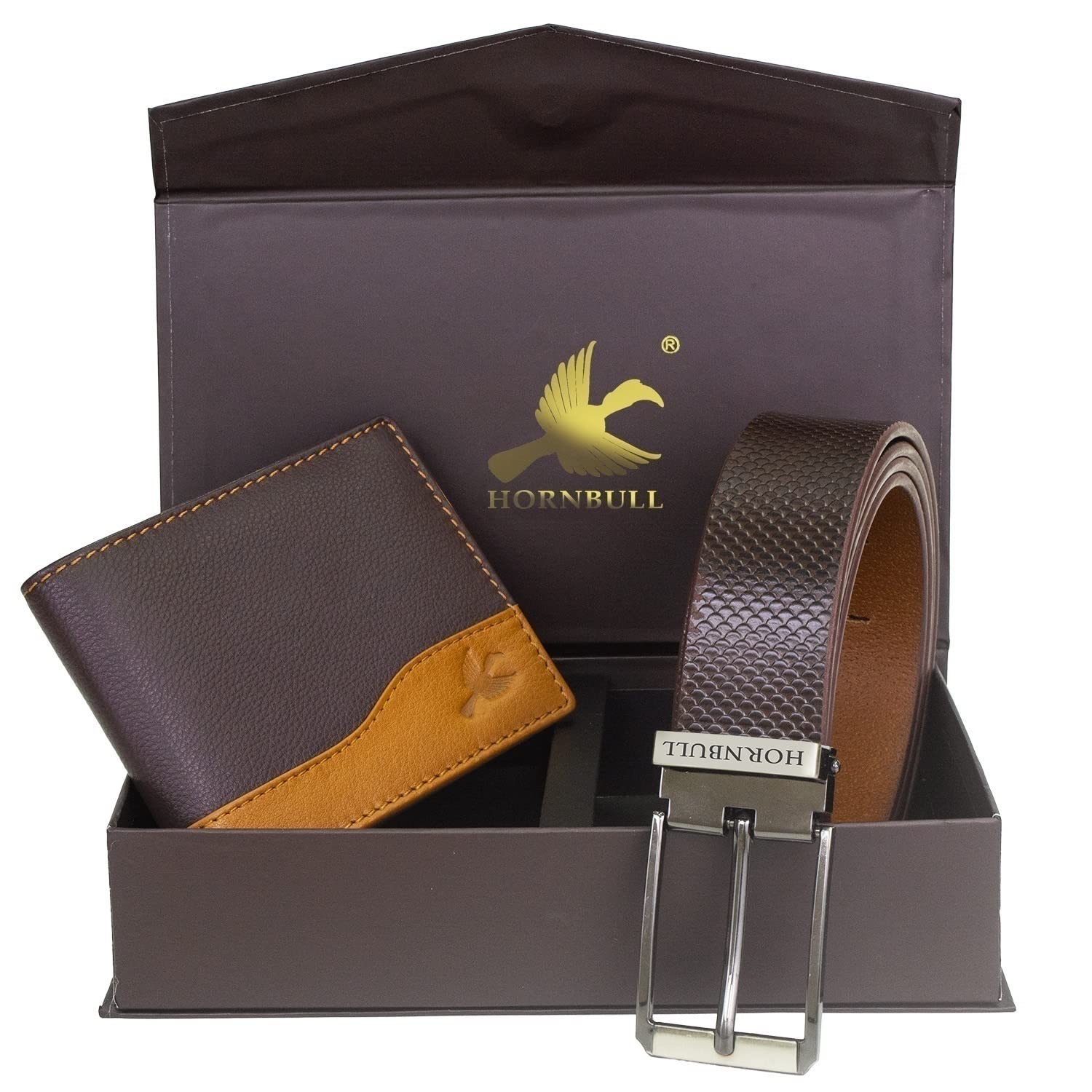 HORNBULL Men Leather Wallet and Belt BW6916 Brown - Image 2 thumbnail