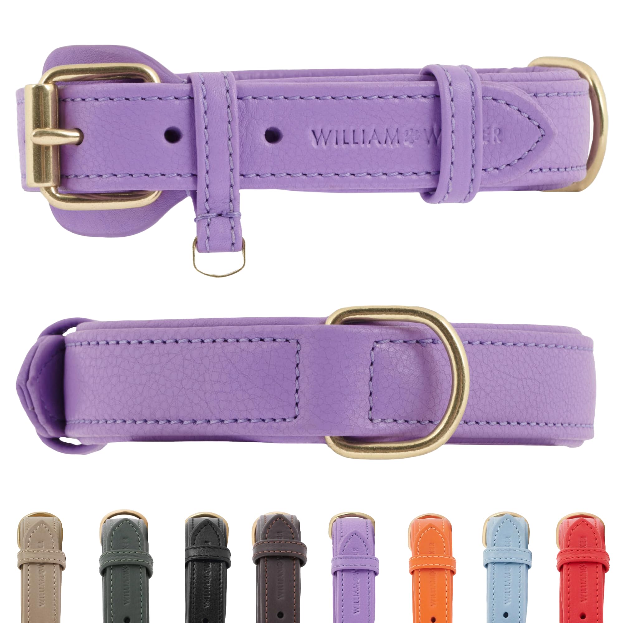 Leder Hundehalsband mit optimaler Passform, William Walker, aus Echtleder,  verstellbar, weich gepolstert, robust, pflegeleicht, Lavender (Lila), Gre  M : Amazon.de: Haustier
