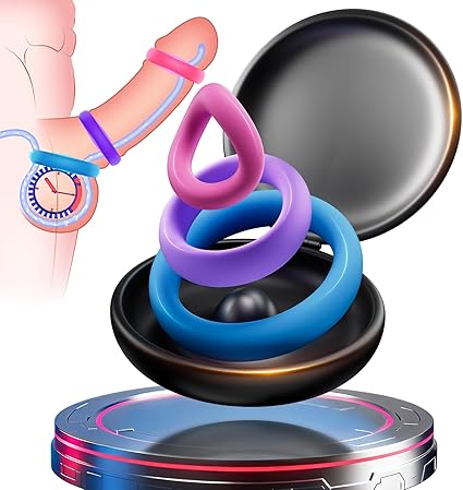Sex Toys Cock/Penis Ring Set - Colored 85kg Tension Silicone Cockring Couples Sex Toy with 3 Pcs Different Sizes for Erection Enhancing Long Lasting Stronger, Adult Sex Toys for Men or Couple Pleasure