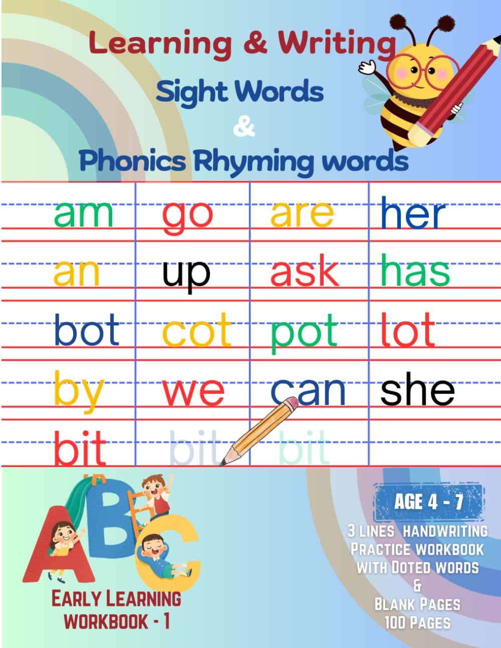 Sight Words Learning and Writing Workbook - Phonics Rhyming Words Practice for Kindergarten to Grade 1 Kids - Part 1 | Early Learning Book for Ages ... Homeschooling Material for Kindergarten