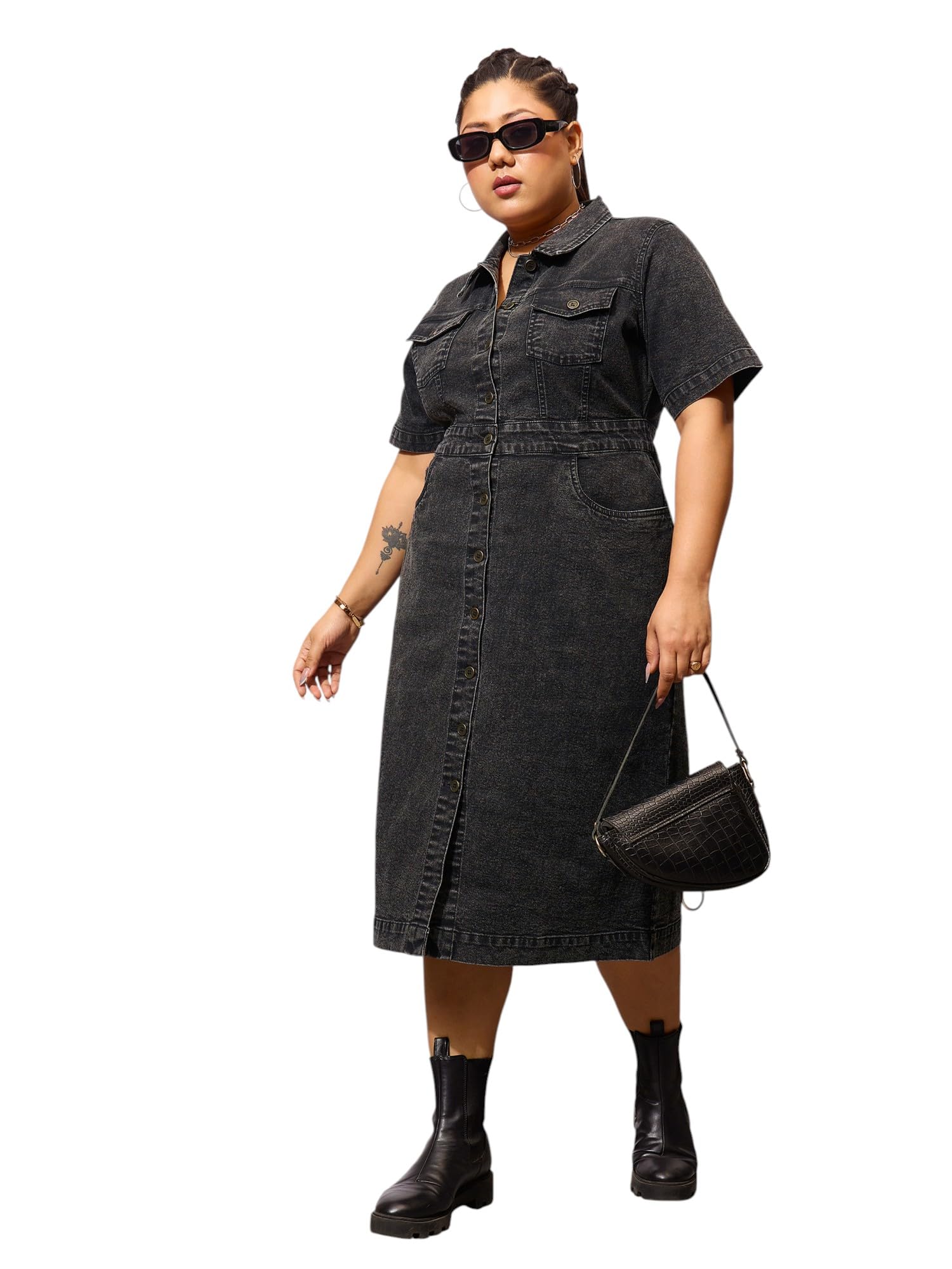 sassafras curve Women Front Button Shirt Dress-picture-37