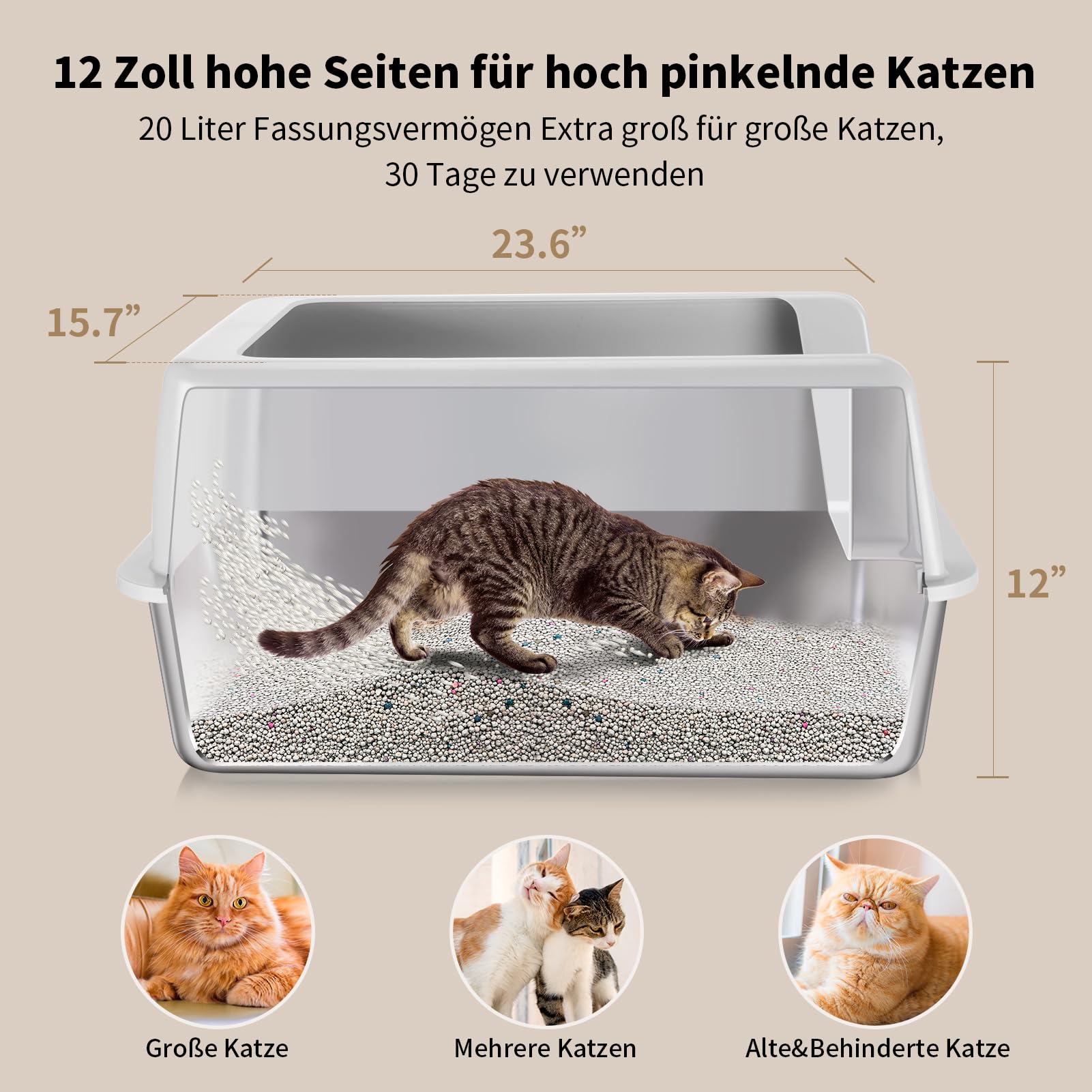 Citylife Kattenbak met deksel van roestvrij staal, gesloten kattenbak