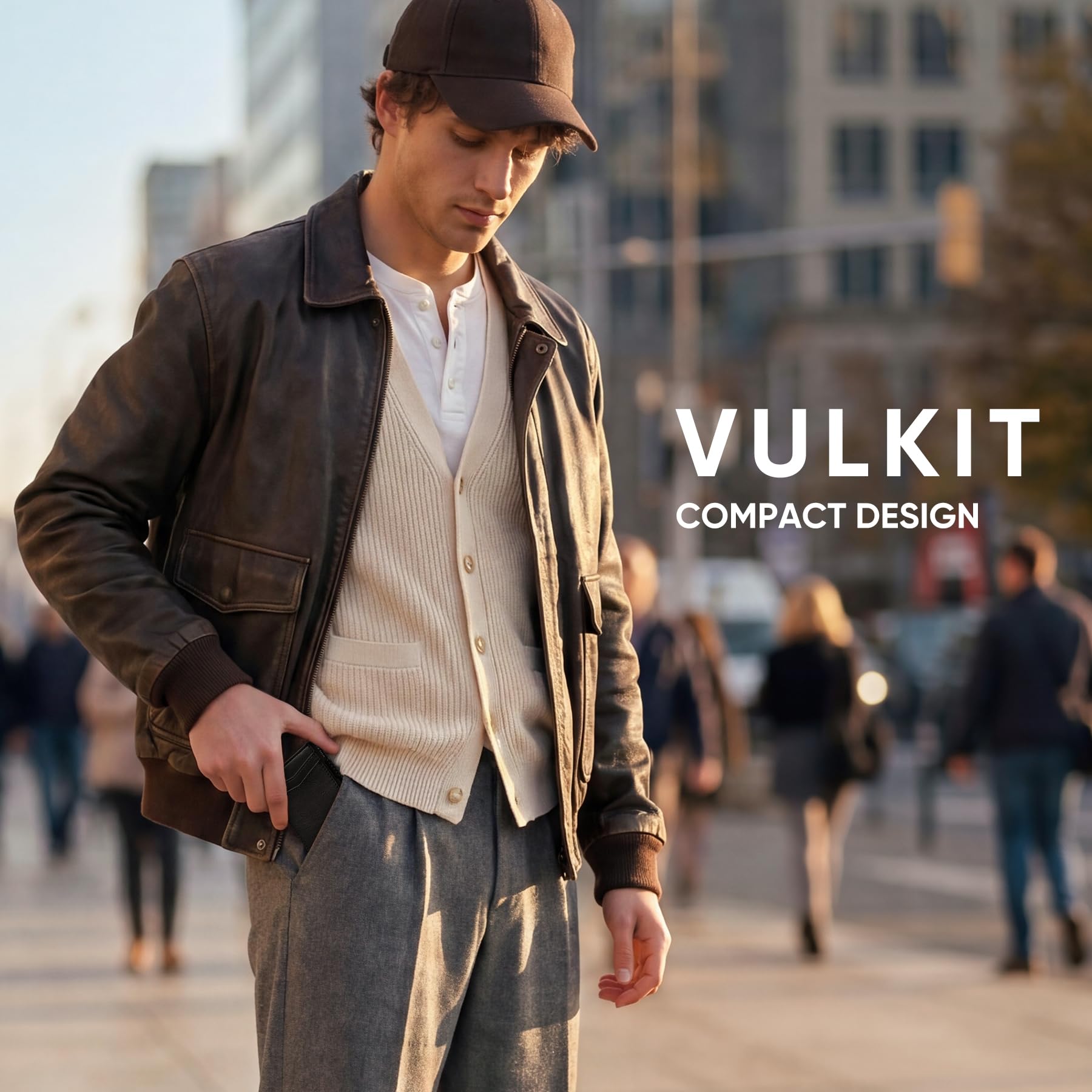 VULKIT Męskie, smukłe portfele, wysuwane etui na karty, blokowanie RFID, metalowy portfel, minimalistyczny design, mieści do 11 kart, czarny, jedyny w swoim rodzaju, minimalistyczny | Uchwyt na karty z mechanizmem wyskakującym, minimalistyczny prezent dla