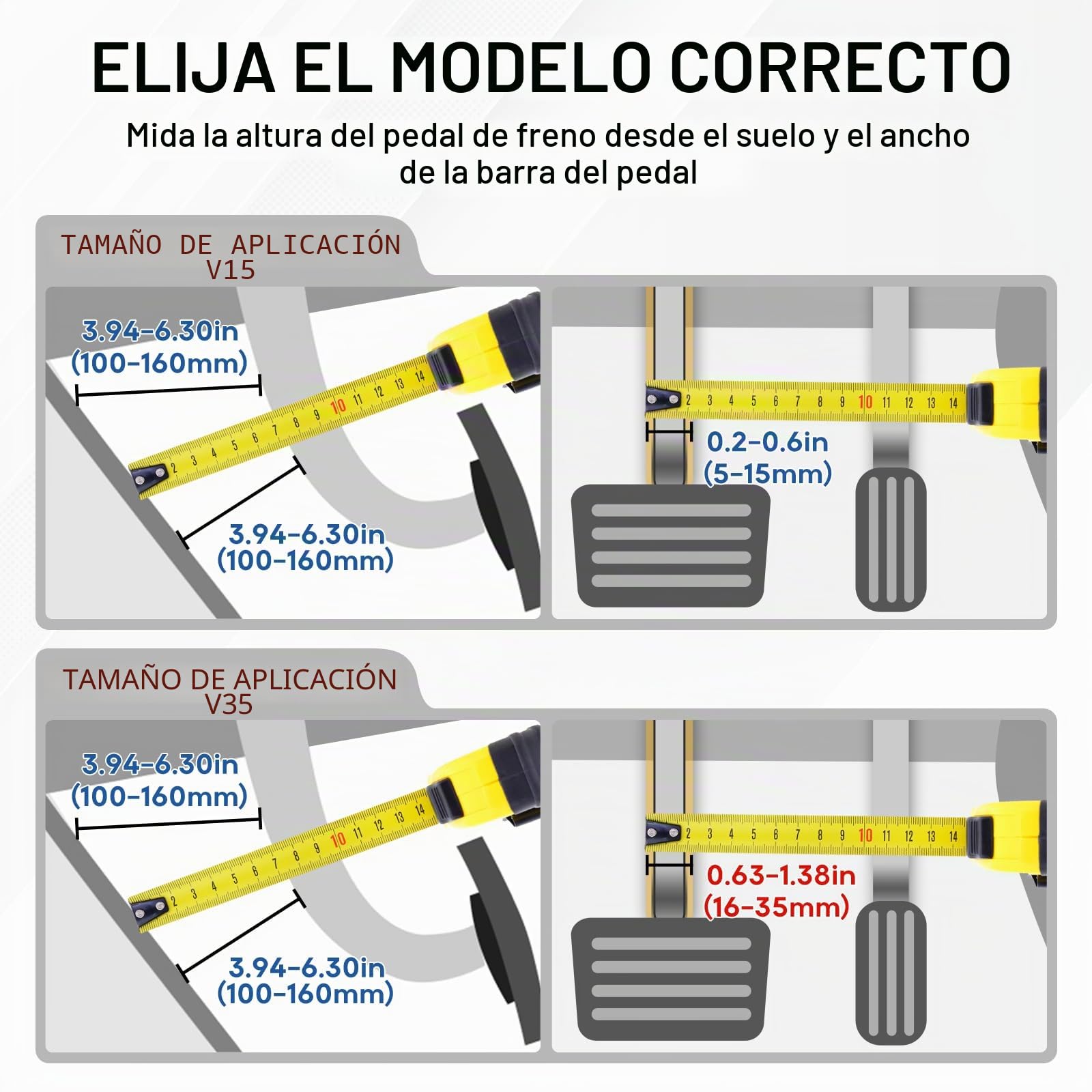 Bloqueo de pedal antirrobo para freno de coche, bloqueo de freno y embrague de acero inoxidable, antirrobo para coche SUV (16 a 35 mm)