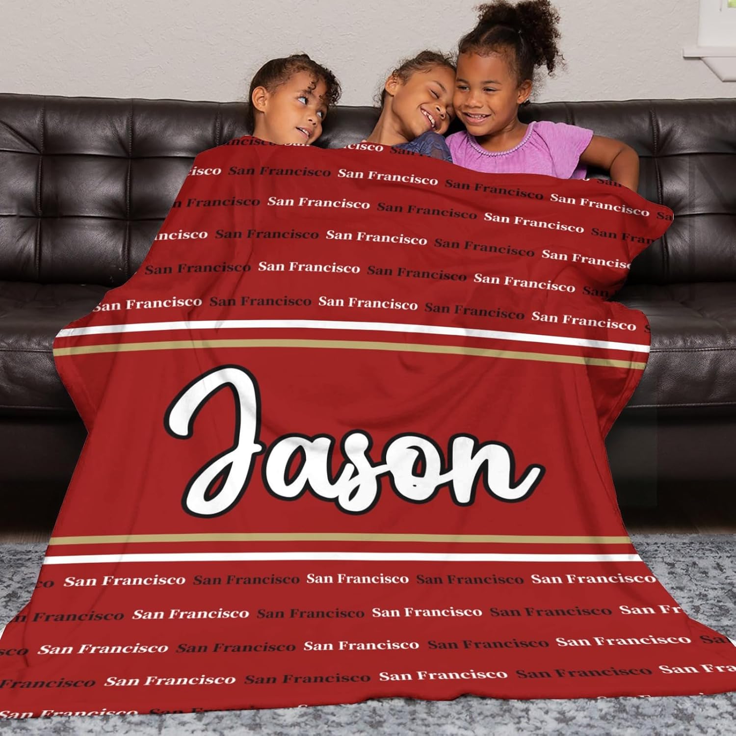 Personalized San Francisco Blanket, Custom Name Throw Blanket - Ultra Soft Flannel Blanket for Football Fans, College Graduation Gift, Freshman Dorm & Holiday Decor - Image 5