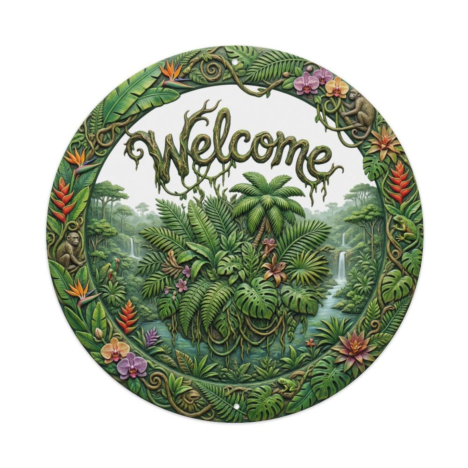 Tgrcjimh Style Metal Tin Sign Tropical Jungle Welcome Rainforest Life