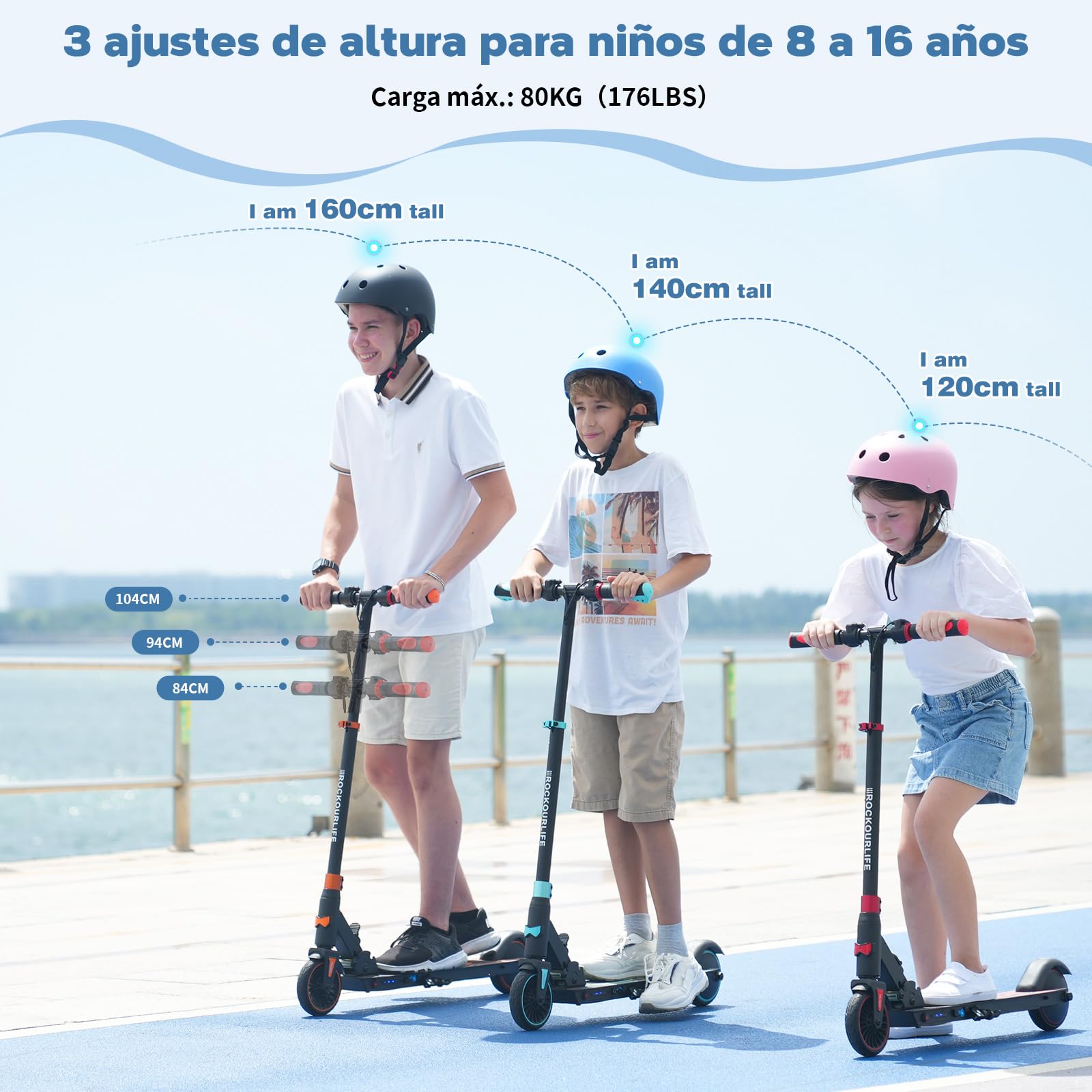 RCB R15 Patinete eléctrico Niños (8-12-16 años) - Máx.20 Km/h, Autonomía máxima 16 Km, Scooter Eléctrico Plegable para niños - Regalo para Adolescentes