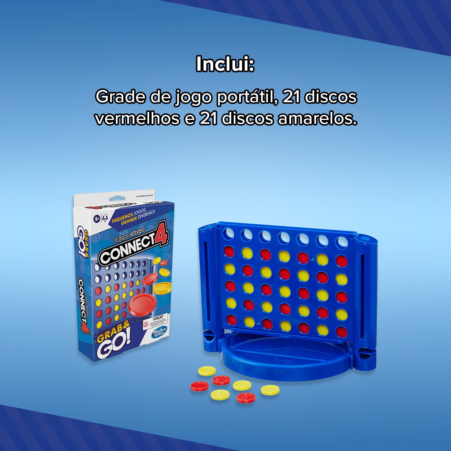 Hasbro Games, Jogo de Tabuleiro Portátil, Connect 4 Grab and Go