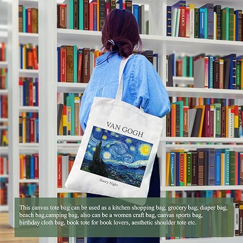 Miniatura 3 de Andeiltech Canvas Tote Bag Aesthetic Cute Vintage Tote Bags Book Shoulder bag Gifts Reusable Grocery Bags for Women