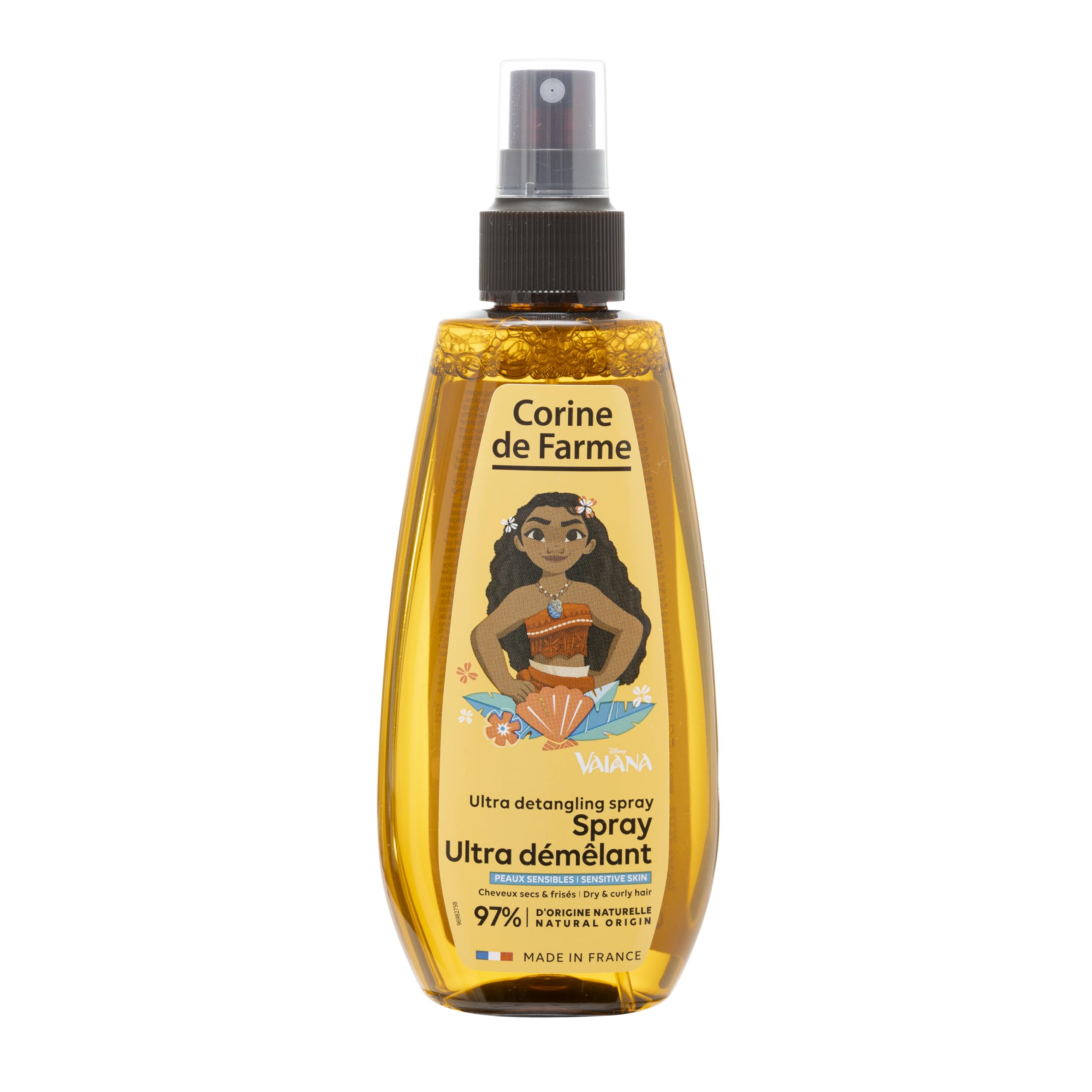 Corine de Farme - Spray Ultra Desenredante Disney Vaiana - Cuidado para Niños - Sin Enjuague - Formulación Clean Beauty, Elaborado en Francia - Perfume Coco
