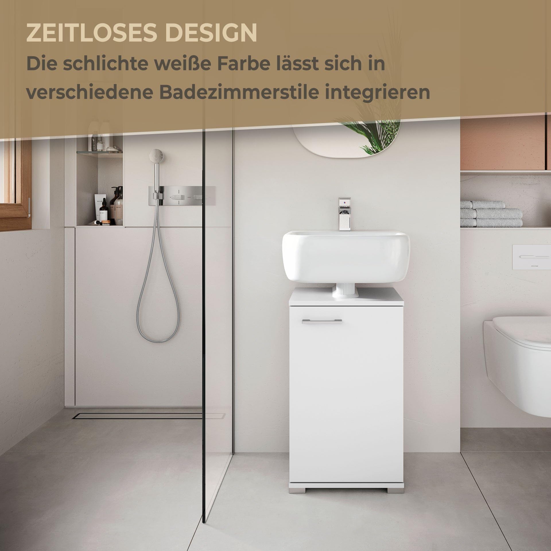 Probus Basic Badunterschrank 40 cm – Moderner Waschbeckenunterschrank in weißem Design mit viel Stauraum – Made in Germany, Weiß