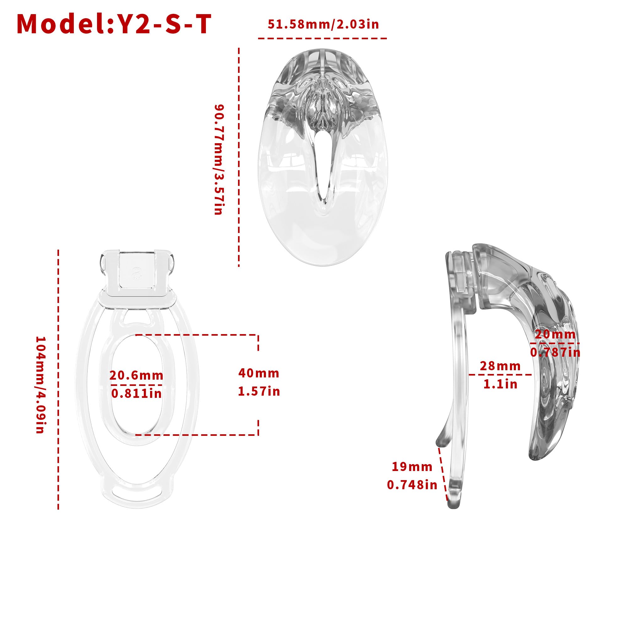 Cage de protection pour hommes, douce pour la peau, avec 3 clips, plusieurs styles disponibles-FRLZB012Y (Transparent + Transparent 3 anneaux)