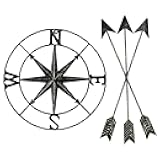 DECORKEY Metal Compass & Metal Arrow Wall Decor Native American Decor, Wall Hanging Decorative Wall Art for Nursery Gallery Wall, Farmhouse Indoor Outdoor Decoration