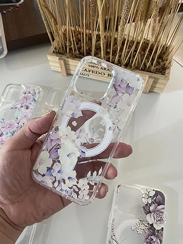 Miniatura 9 de KELUOAS Para iPhone 13 Mini Magsafe Caso, Floral Lindo Delgado A Prueba de Golpes Protector Duro PC+TPU Bumper Flor Mujeres Cubierta Magnética