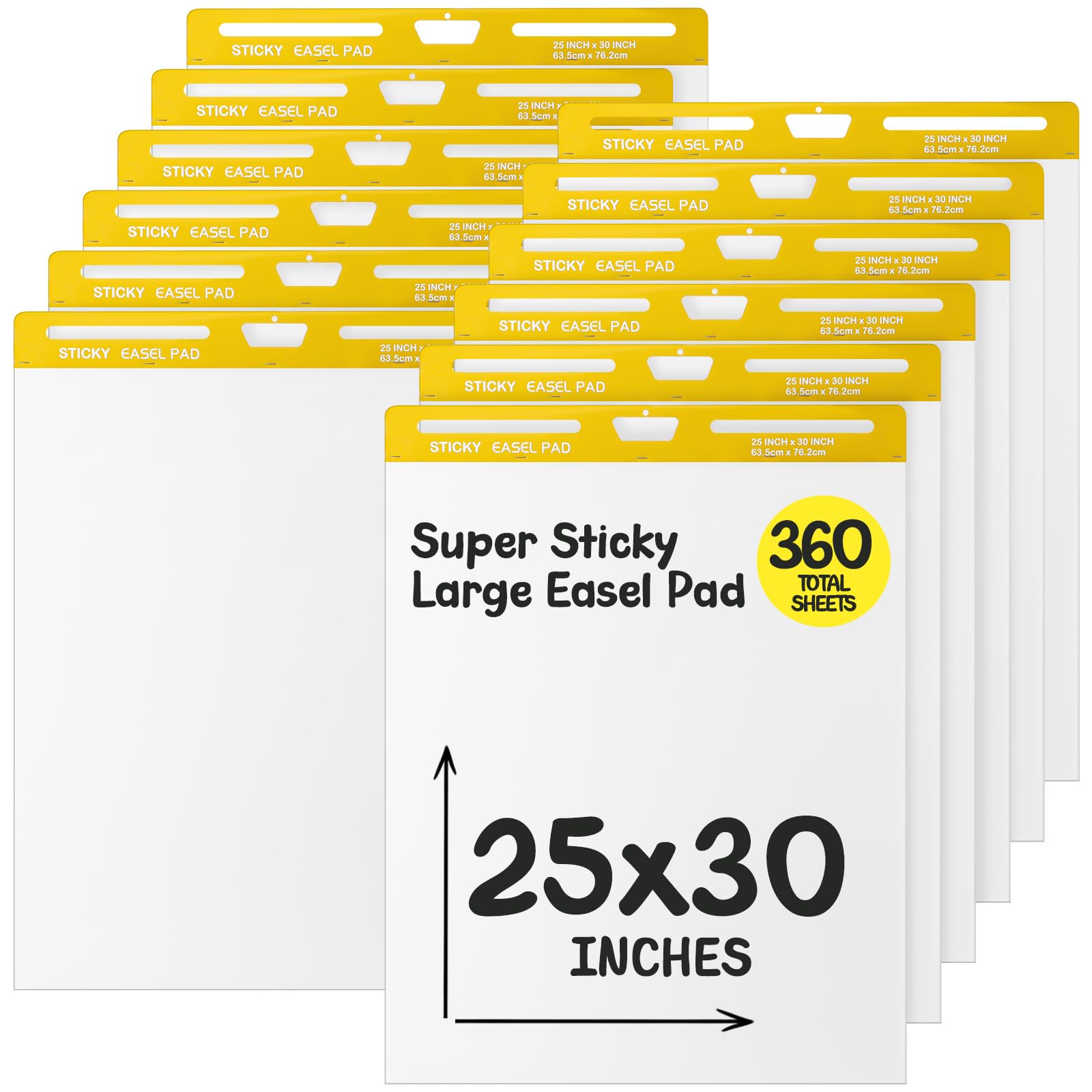 ReliThick 12 blocs de caballete adhesivo de alta calidad, 25 x 30 pulgadas, blanco, 30 hojas/bloc, papel de tabla de ancla para profesores, papel de rotafolio con papel autoadhesivo grande