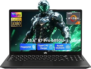NIMO 15.6" FHD Gaming Laptop: Ryzen 7 6850U 8-Core, 32GB DDR5 RAM, 1TB SSD, Radeon 680M, Backlit KB, Fingerprint