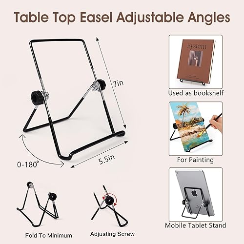 Miniatura 5 de ESRICH Juego de 40 piezas de pintura acrílica, kit de suministros de pintura artística con 24 pinturas, 2 paneles de lienzo, 10 pinceles, caballete