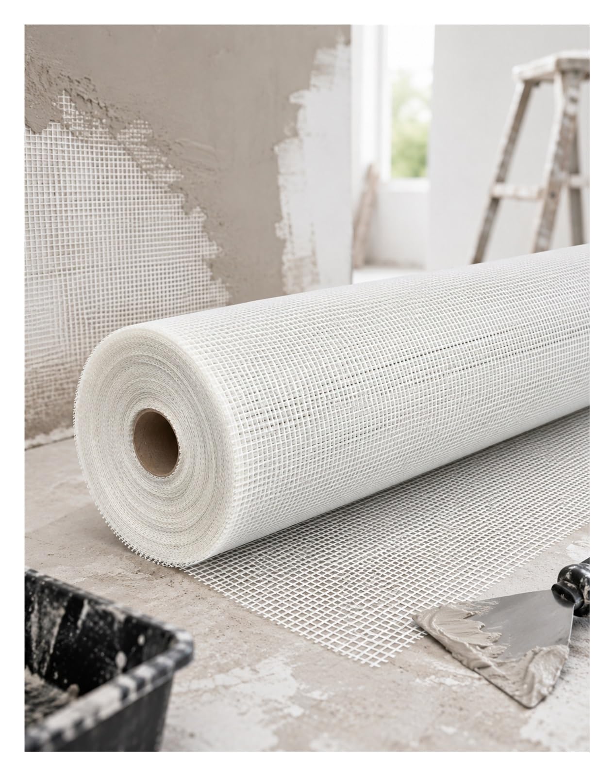 Rotolo in fibra di vetro, rete per intonaco e rinforzo pareti, tessuto per rasatura muri, nastro cartongesso, riparazione crepe, stucco e lavori edili(4 mm/1x50 meters)