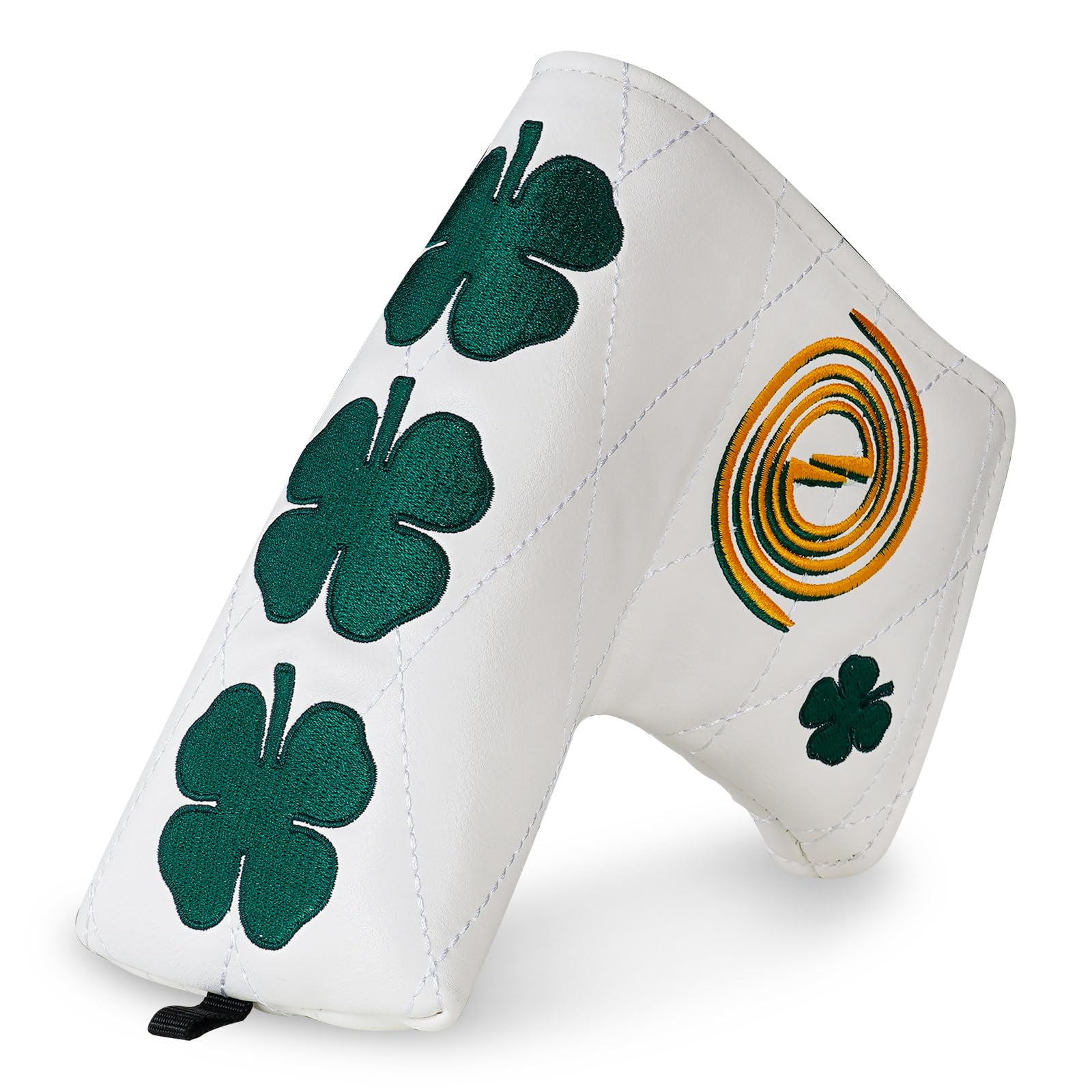Golf Magnetic Putter Headcover, Four-Leaf Clover Putter Cover for Blade & Mallet, White