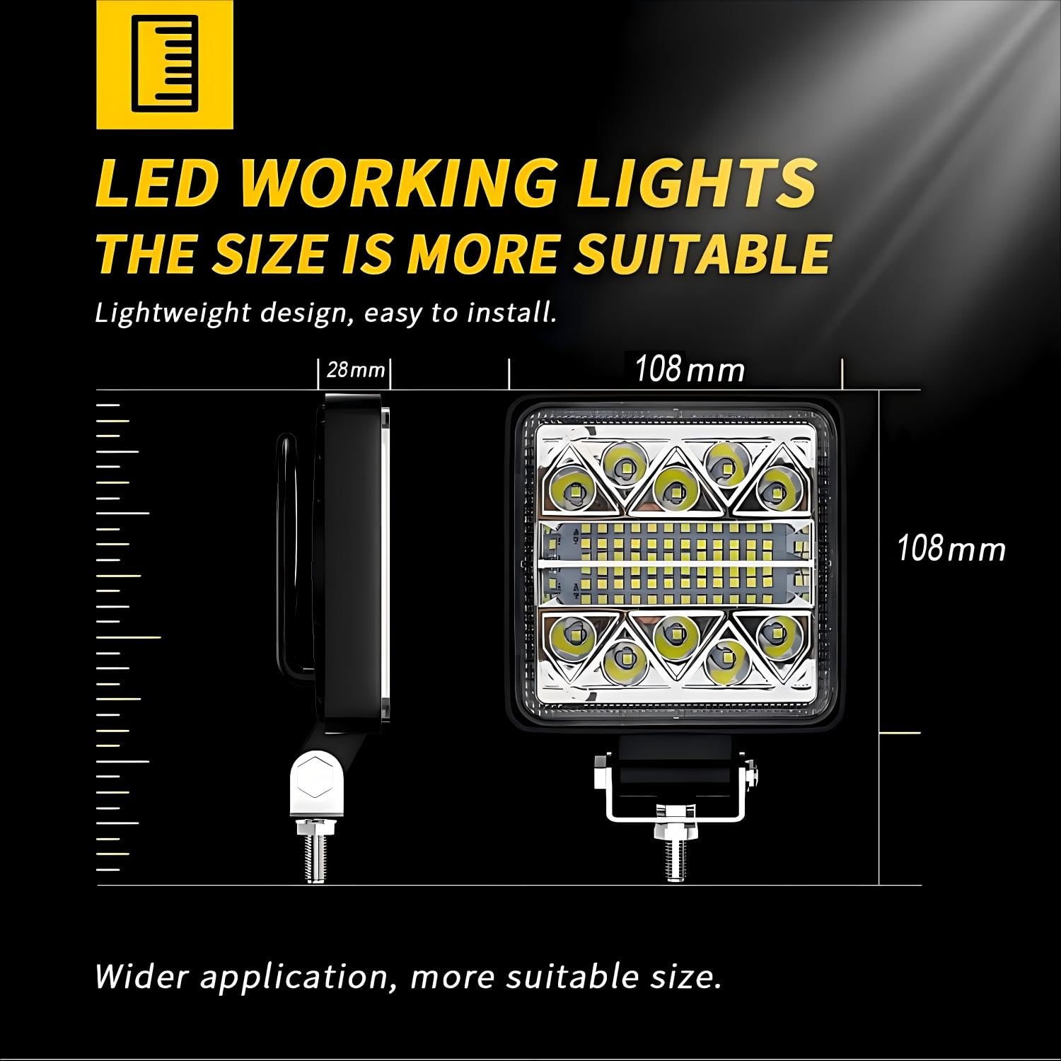Faro da Lavoro a LED per Trattore 2X102W, Proiettore LED per Auto 12V 24V per Camion, Trattore, Veicolo Tutto Terreno, Barca