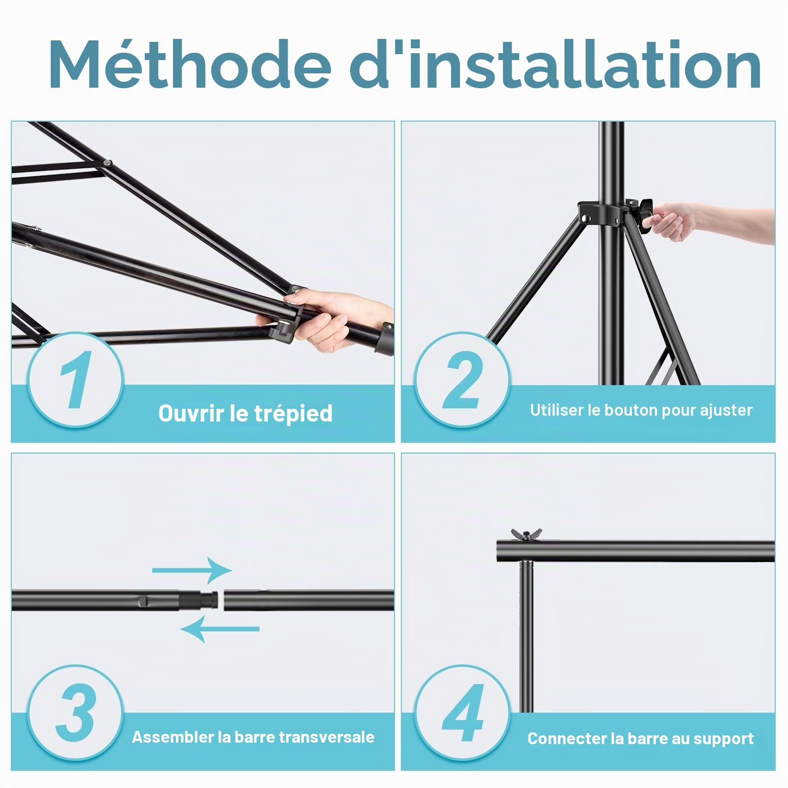 EMART Support Fond Photo 2,8mx3m, Système de Support Toile de Fond Réglable