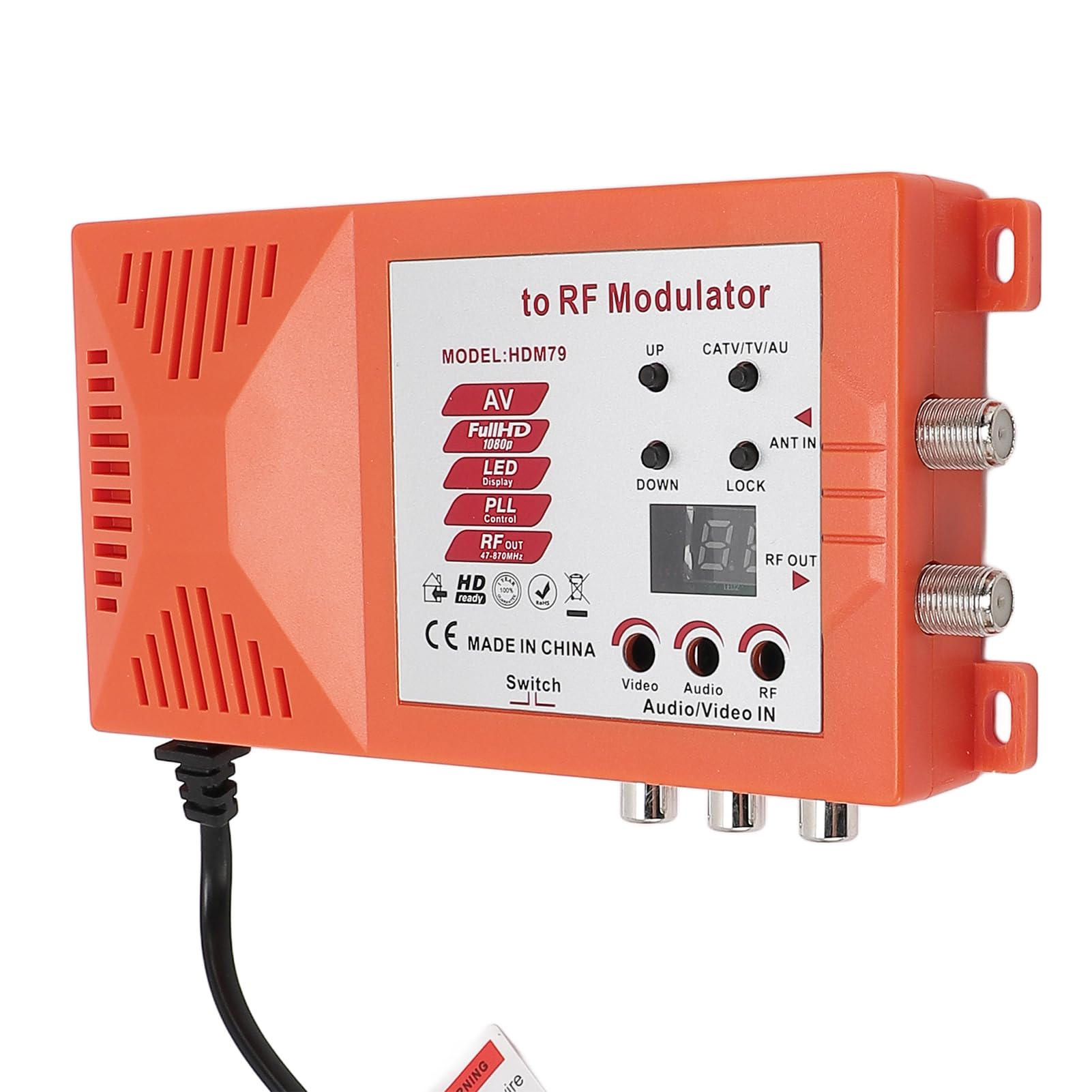 Interfaz Multimedia HD a Modulador RF, Convertidor Coaxial 1080P AV a RF Compatible con Salida de Formato PAL NTSC, Convertidor de Audio y Vídeo TV para el Hogar (EU)