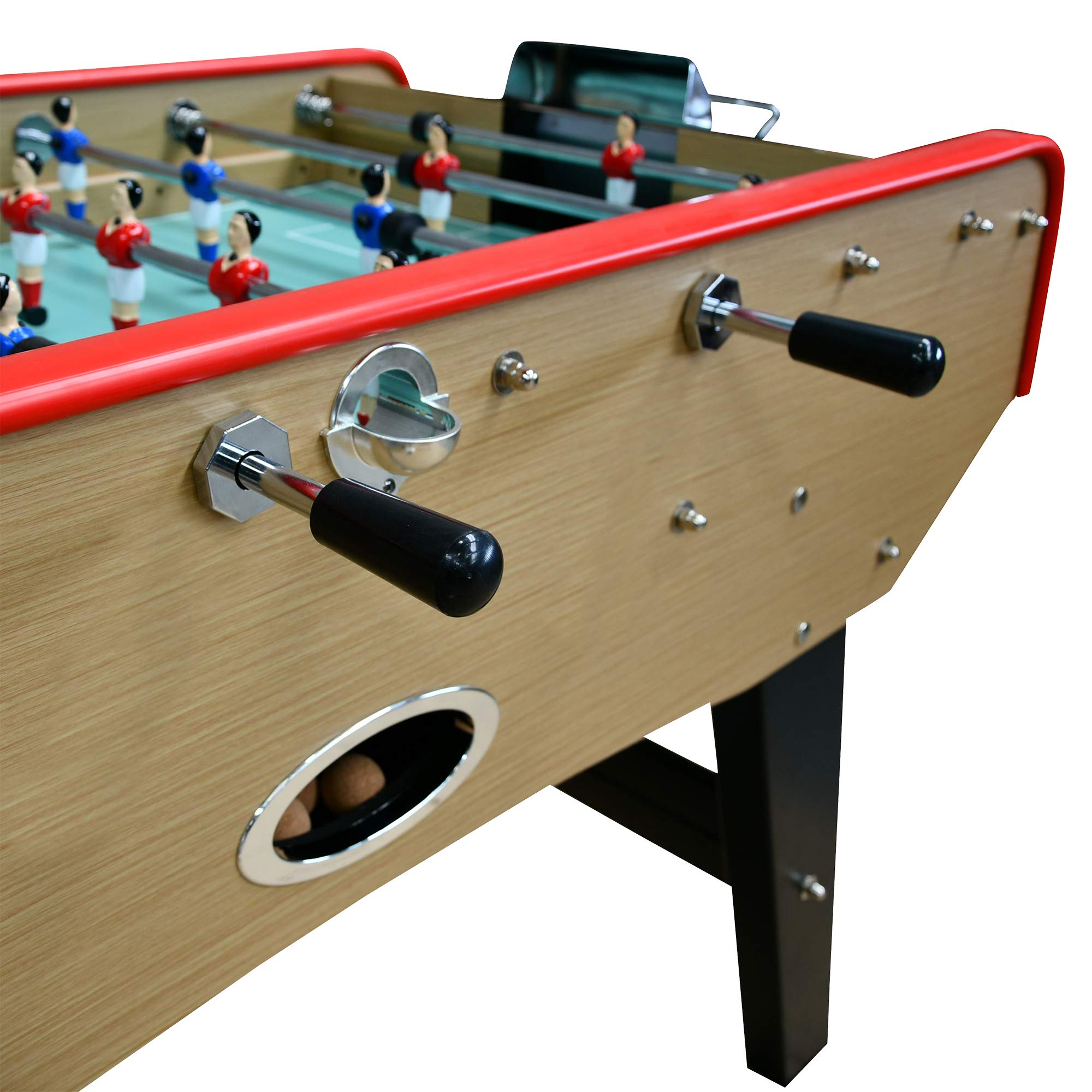 Babyfoot Deluxe - 151 x 77 x 91 cm - Table de Baby-Foot avec Barres téléscopiques, Couleur Bois Naturel et Balles Lièges Inclus
