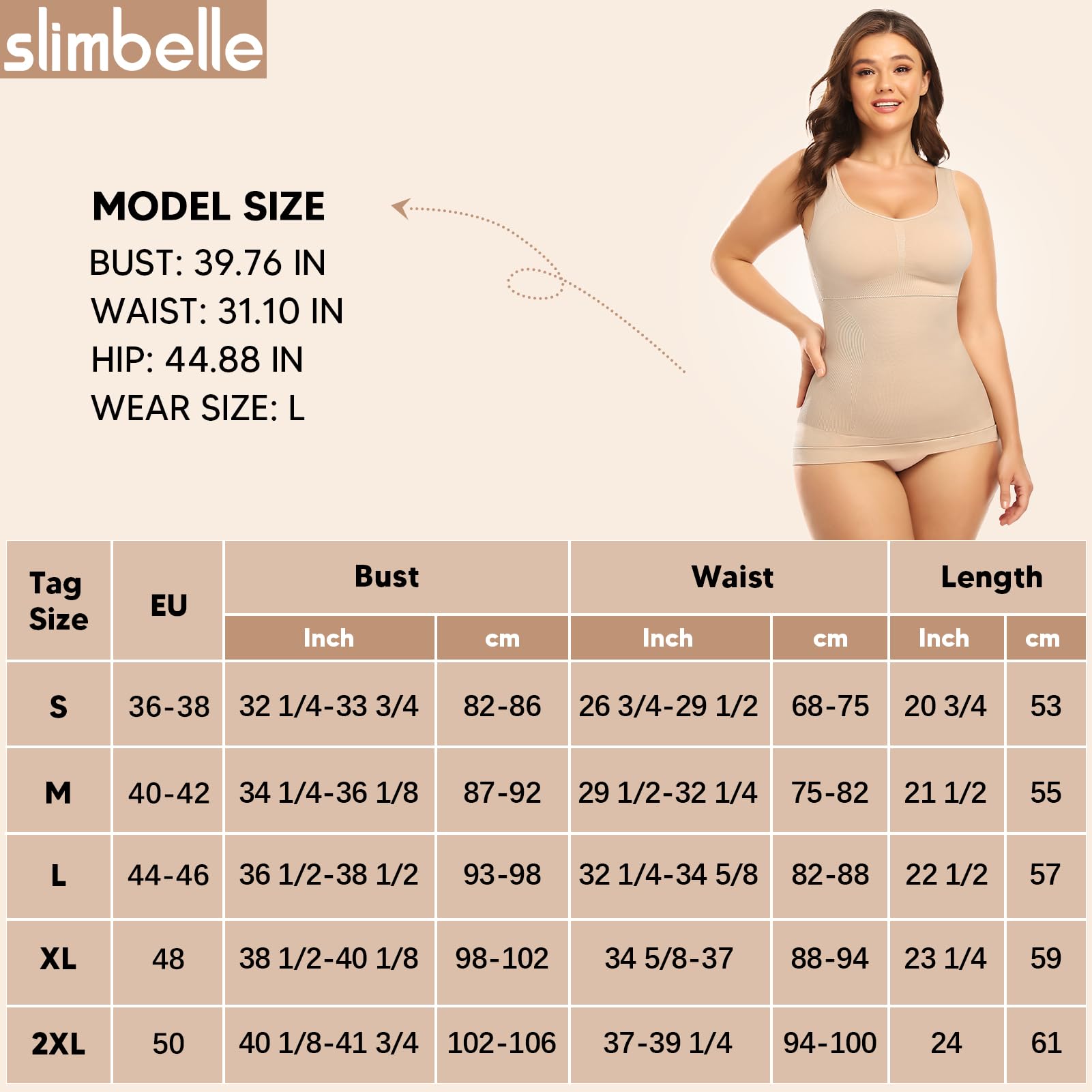 SLIMBELLE Damski podkoszulek biustonosz, koszula, bezszwowy tank top ze zdejmowanymi miseczkami, wyszczuplający brzuch, bez fiszbin, koszulka, modelująca figurę, modelująca sylwetkę, modelująca