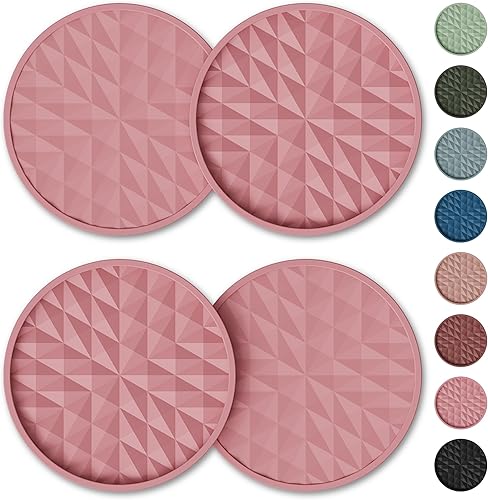 Miniatura 10 de Posavasos de Silicona para Automóvil [Paquete de 4] Alfombrillas Universales Antideslizantes de 2.75 pulgadas, Accesorios Integrados para el Negro