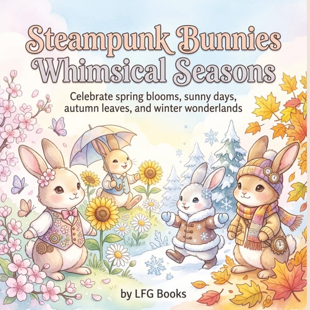 Steampunk Bunnies Whimsical Seasons: Celebrate spring blooms, sunny days, autumn leaves, and winter wonderlands