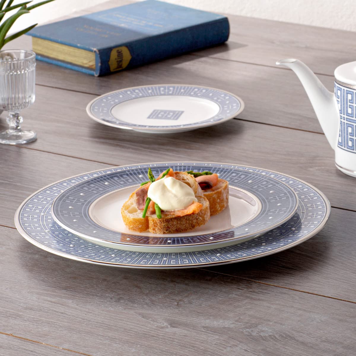 Amazon.co.jp: Noritake Infinity 5点 食器セット ブルー/ホワイト