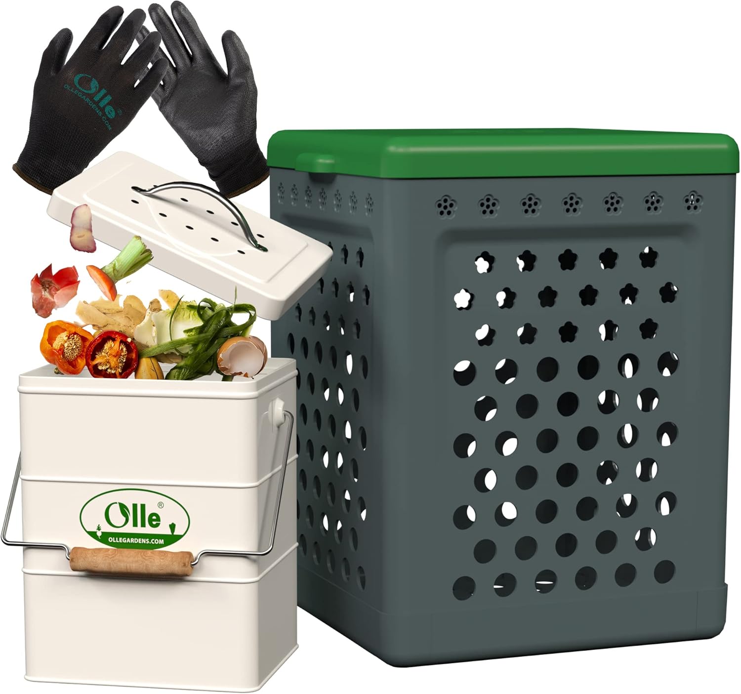 Indoor Outdoor Compost Bins Set 1 Gallon Kitchen Compost