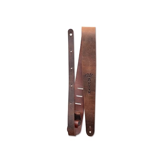 MARTIN Leather Guitar Strap, Leather Strap for Acoustic or Electric Guitars, 2 1/8 Inches, Brown