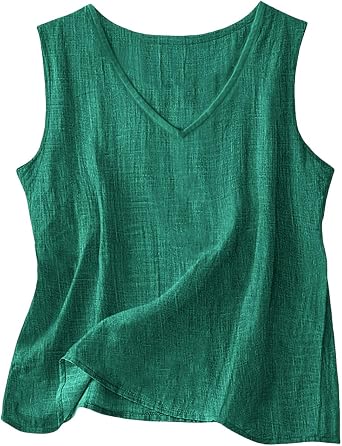 Linen Tank Tops for Women 2026 V Neck Summer Casual Comfy Sleeveless Shirts Loose Lightweight Gauze Camisoles
