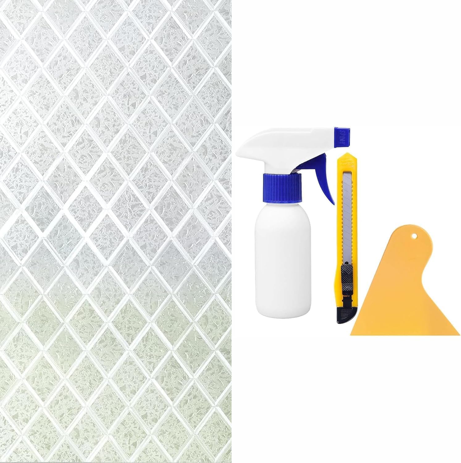 rabbitgoo Window Privacy Film, Lattice Pattern, 23.6 x 78.7 inches, rabbitgoo Window Tint Kit Tools
