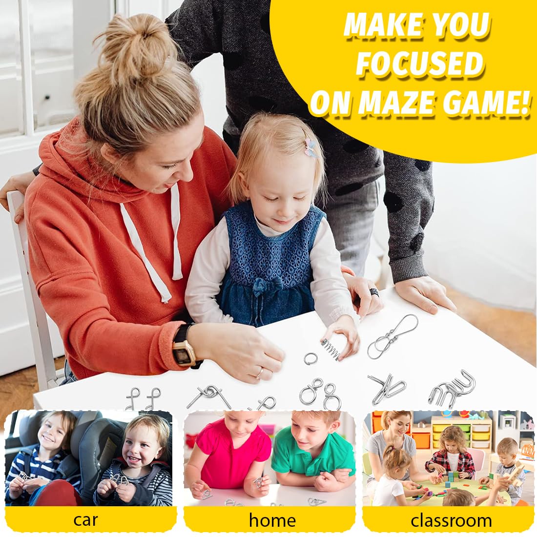 8-częściowy metalowy zestaw łamigłówek, metalowe puzzle, gry cierpliwości, gry zręcznościowe, łamigłówki dla dzieci, dla dorosłych, dzieci, nastolatek