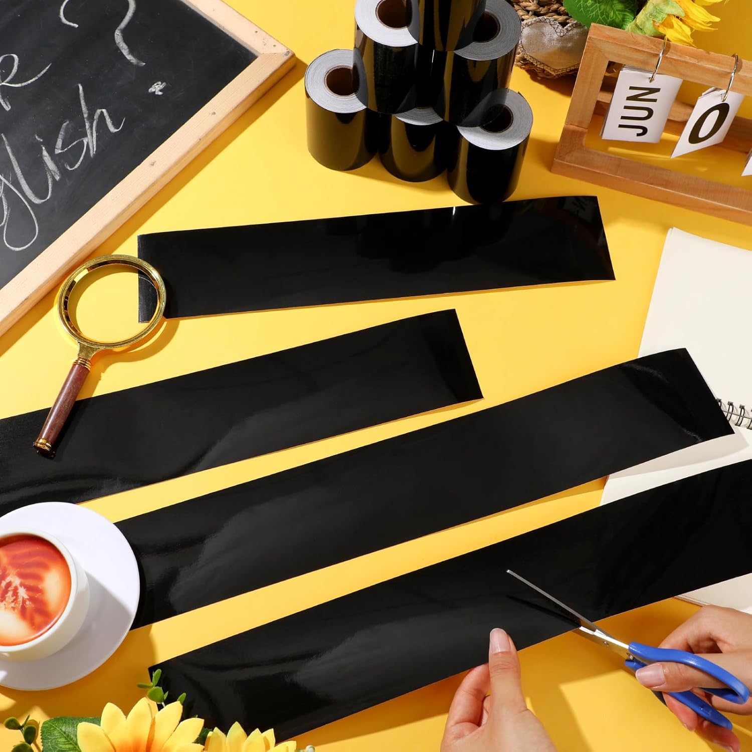 Fuutreo Bulletin Board Borders Set 6 Rolls 196. 85 ft x 3 Inch Colorful Classroom Borders Trim Bulletin Board Decorations for Office School Classroom Teachers DIY Birthday Decor(Black)