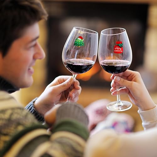 Miniatura 3 de Christmas Gnome Wine Glass Charms - Magnetic Markers to Identify Stemless or Stemmed Glasses - Fun Set of 6 by Simply Charmed