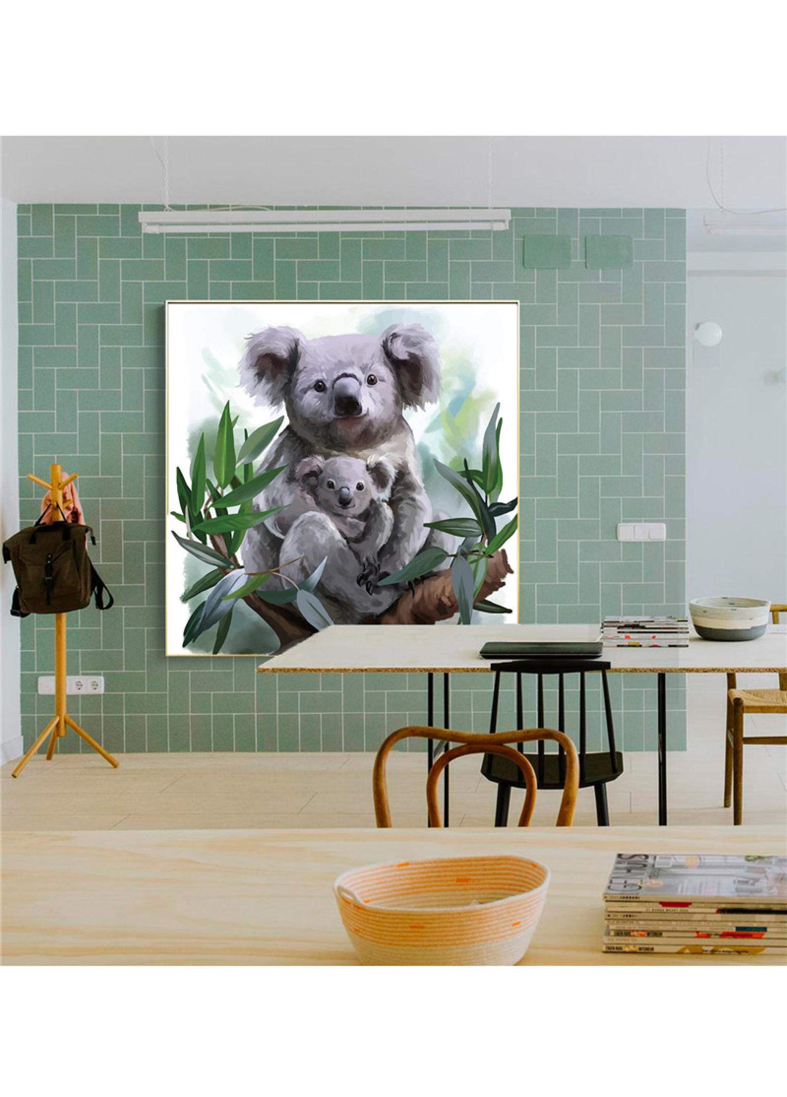 Amazon｜キャンバス絵画動物自然かわいいコアラとコアラ赤ちゃん