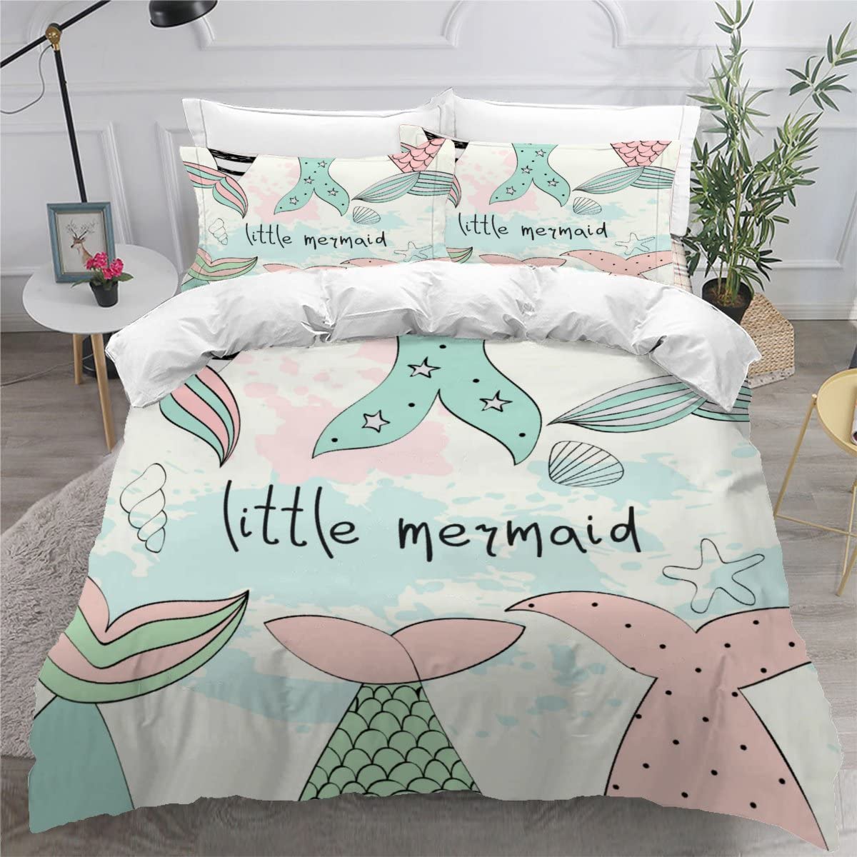 Housse de couette 240x260 sirène zippée pour en finir avec la couette qui glisse du lit adulte