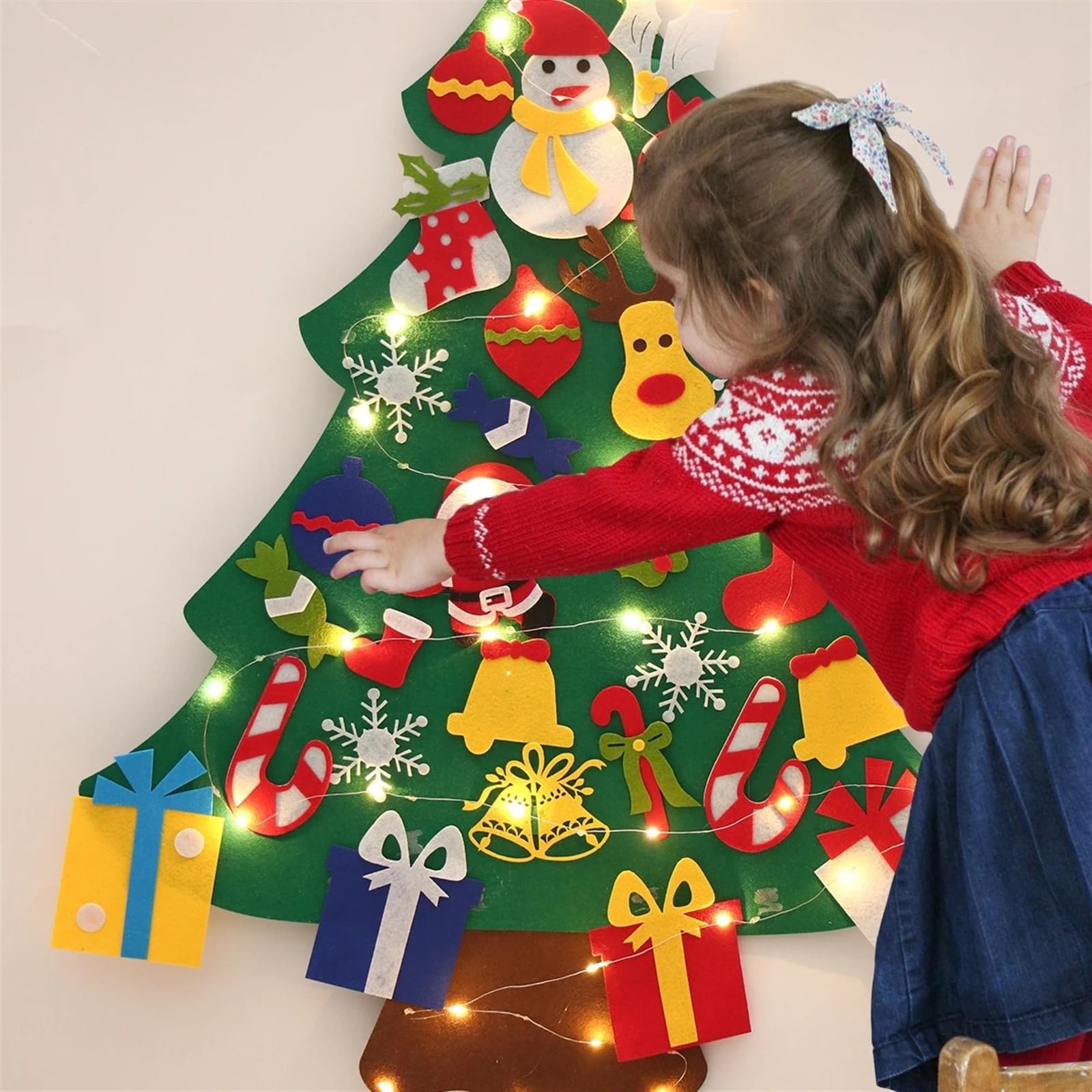 DIY filcowa choinka dekoracje na boże narodzenie dla domu 2023 ozdoby bożonarodzeniowe prezenty choinka nowy rok 2024 (Size : Felt Christmas Tree)