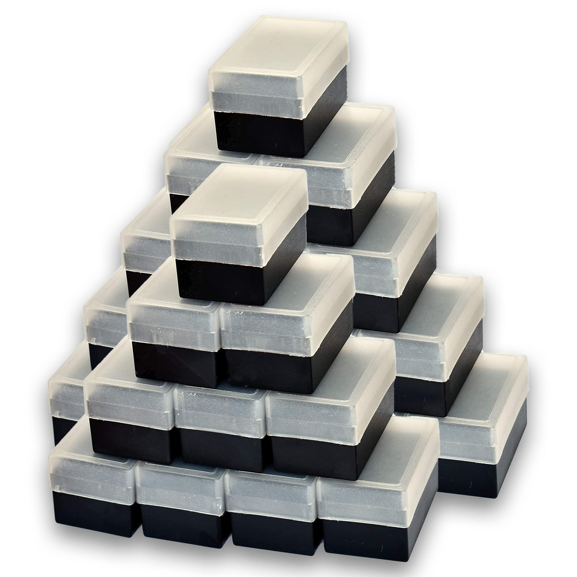 Box Scatola Archiviazione Porta Diapositive Nera con Tappo Semi-Trasparente 25pz.