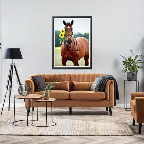 Miniatura 4 de LOMSIOY Kits de pintura de diamantes de imitación de caballo para adultos, pintura con animales de arte de diamante, arte redondo de diamantes de